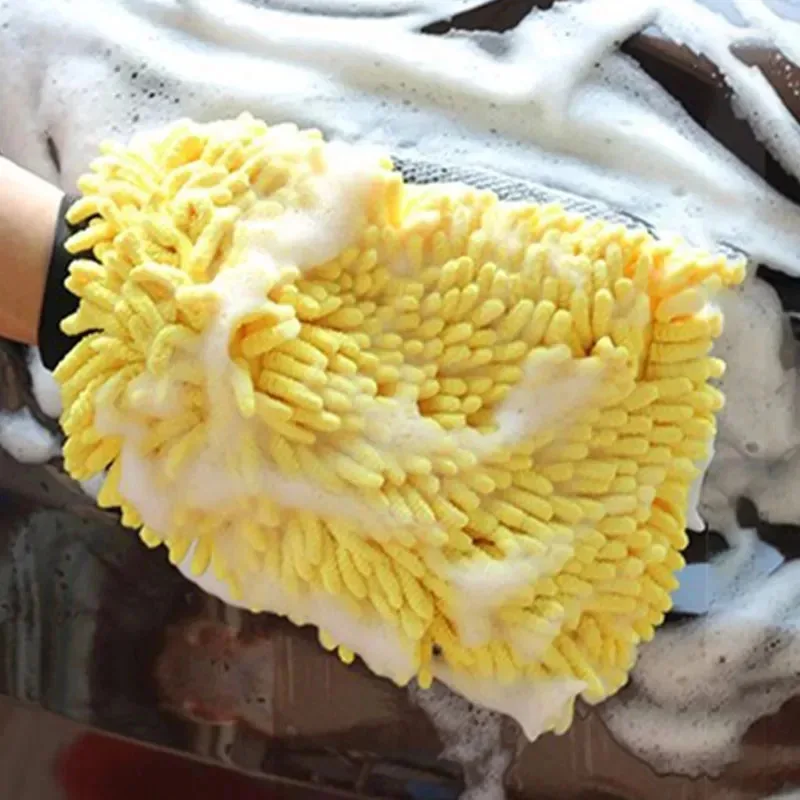 1pc Waterproof Car Wash Microfiber Chenille Gloves Thick Car Cleaning Mitt Wax Detailing Brush Auto Care Double-faced Glove