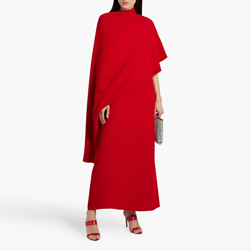 

Evening Dress For Sexy Women فساتين سهرات Vestidos de festa Elegant Ankle-Length High Neck Formal Cocktail Gowns With Shawl