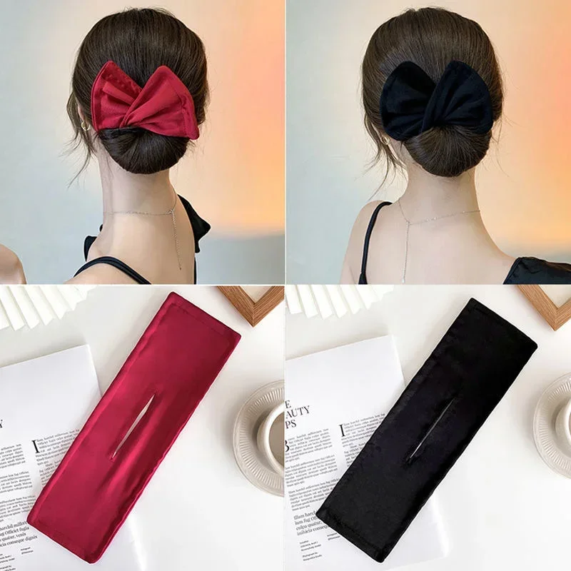 مشبك شعر ملتوي عصري، صانع كعكة على الطراز الكوري، إكسسوار شعر بعقدة على شكل فيونكة للنساء