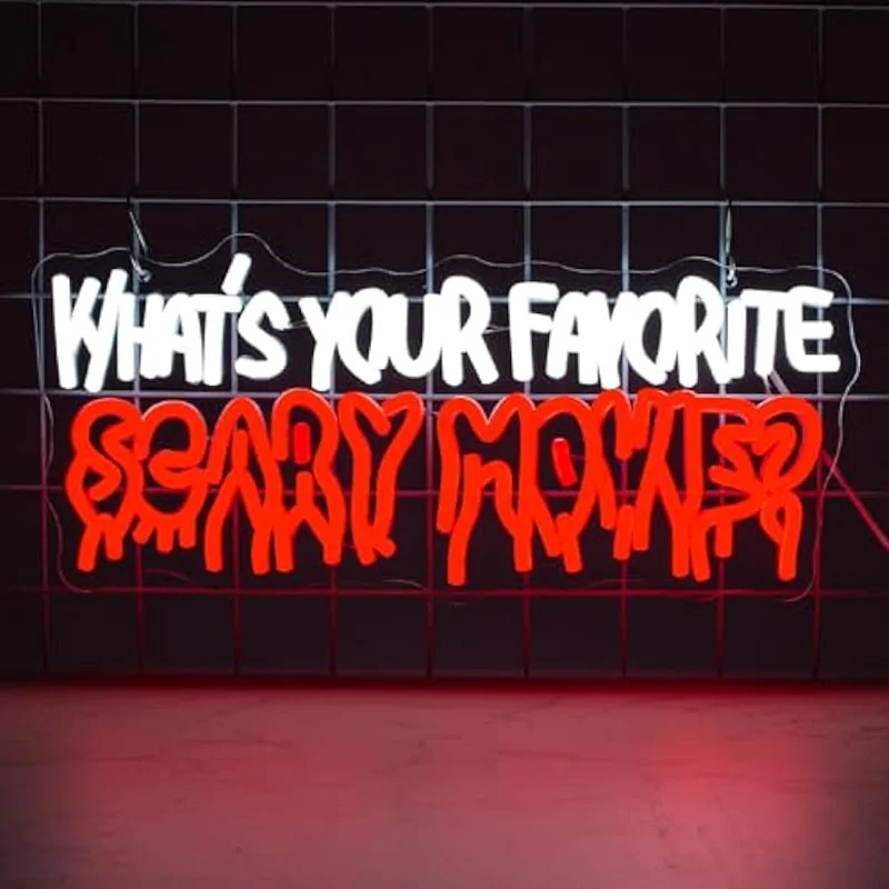 

What's Your Favorate Scary Movie Neon Sign Wall Decor For Gothic Led Light Up Signs for Room Bar Man Cave Movie Party Halloween