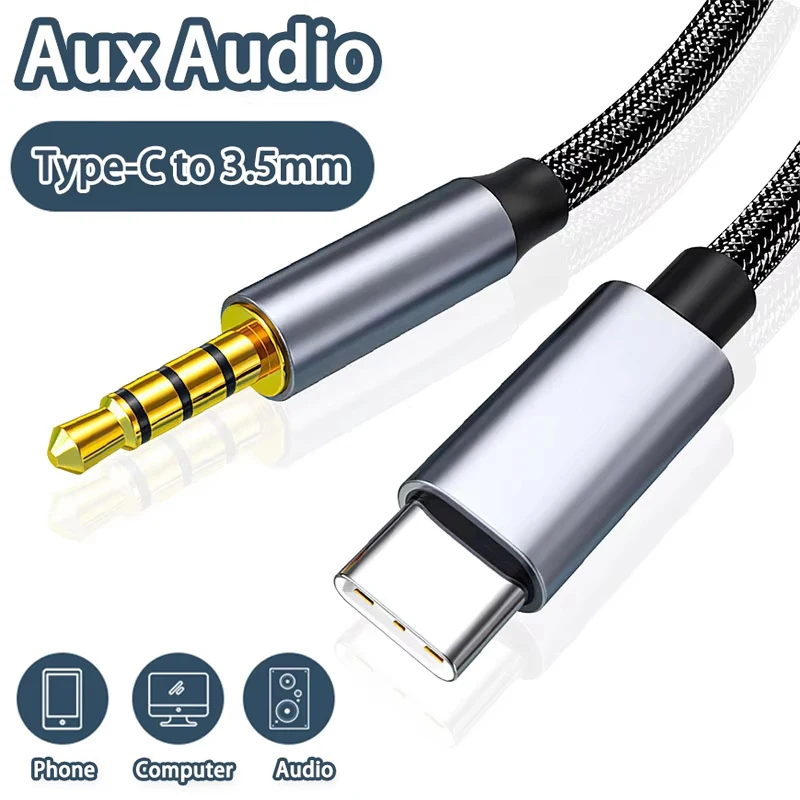 High Quality USB Type C to 3.5mm Aux Audio Cable For iPhone 16 15 Pro Max Samsung S24 Car Headphone Speaker 3.5 Jack Aux Cord