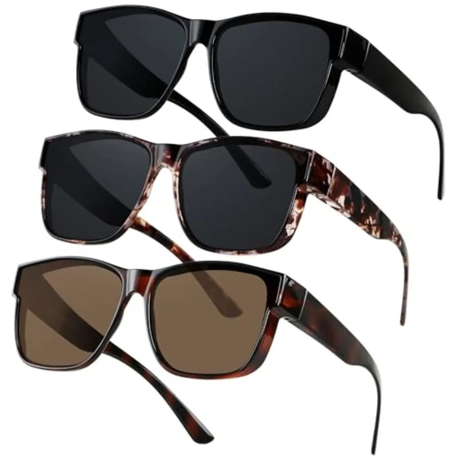 

Fit Over Glasses Polarized Sunglasses for Women Men Oversized Square Shades UV400 Protection