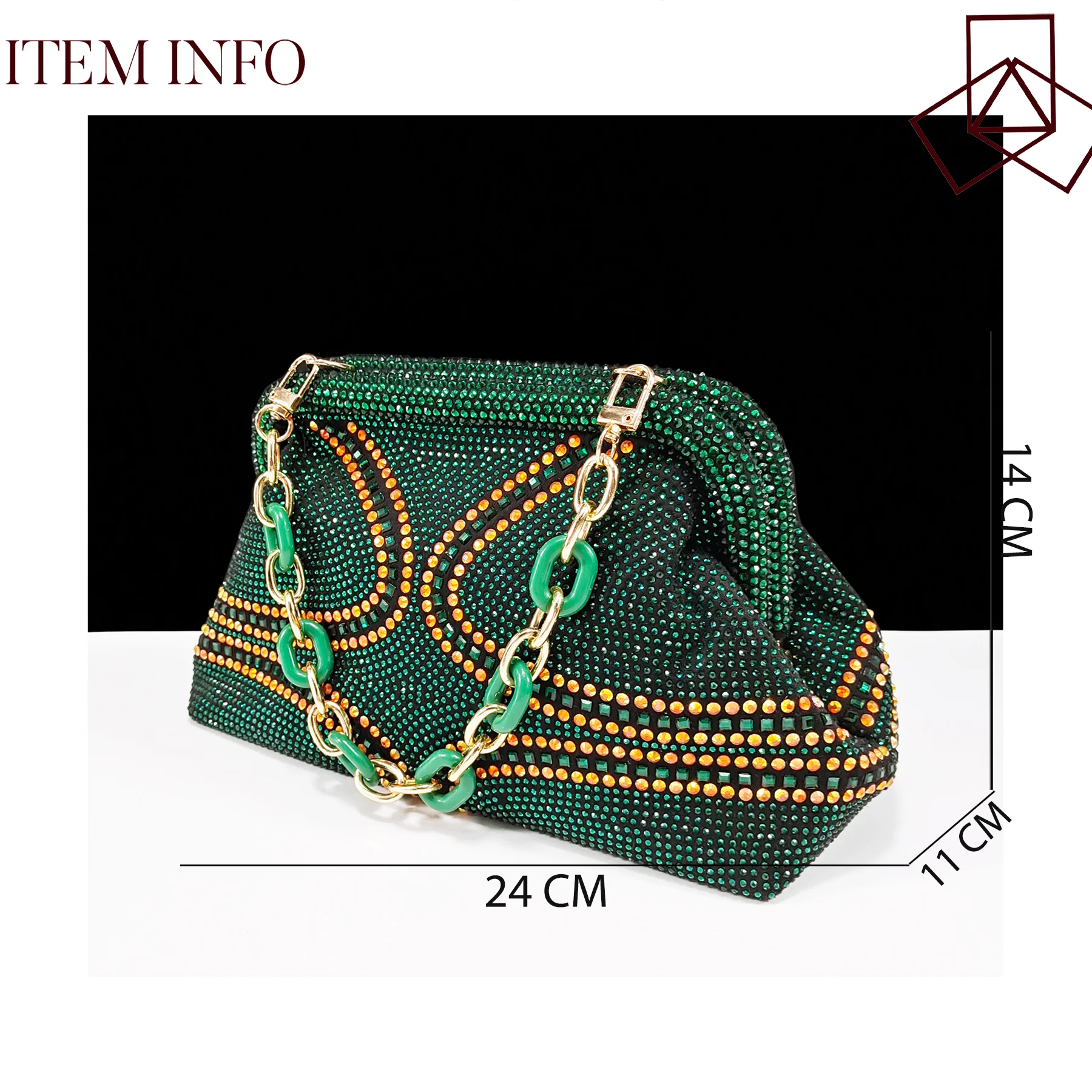 QSGFC-zapatos de tacón y bolso italianos para mujer, conjunto cómodo con diamantes de imitación para fiesta, Color verde real, novedad de 2024