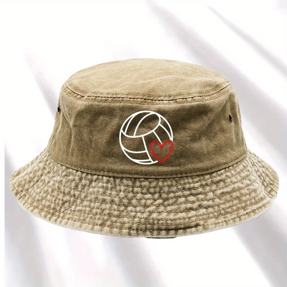 1 Stück Volleyball-Hut in Herzform – verstellbarer, atmungsaktiver, faltbarer Fischerhut, geeignet für Strand, Wandern, Outdoor-Aktivitäten
