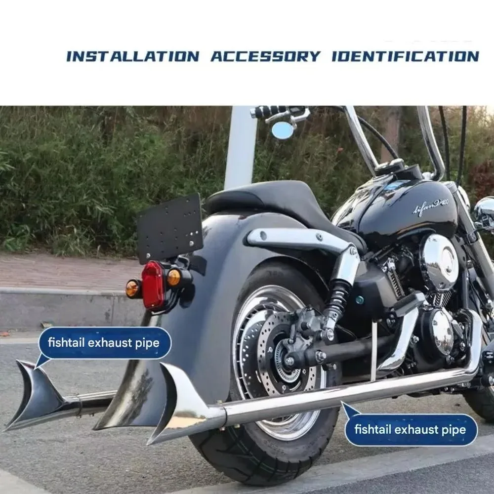 For Lifan V400 Fishtail Exhaust Pipe Muffler American Gangster Style Cholo Vicla Look Accesorios Moto Escape Moto Modified