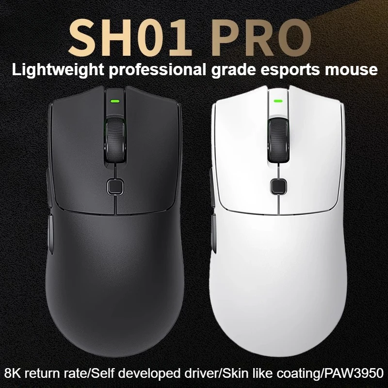 Rawm SA-SH01Pro Wiresless Mouse 8K Three Mode PAW3950 Sensor Gaming Mouse Hot Swap FPS E-Sports Lightweight Gaming Accessories