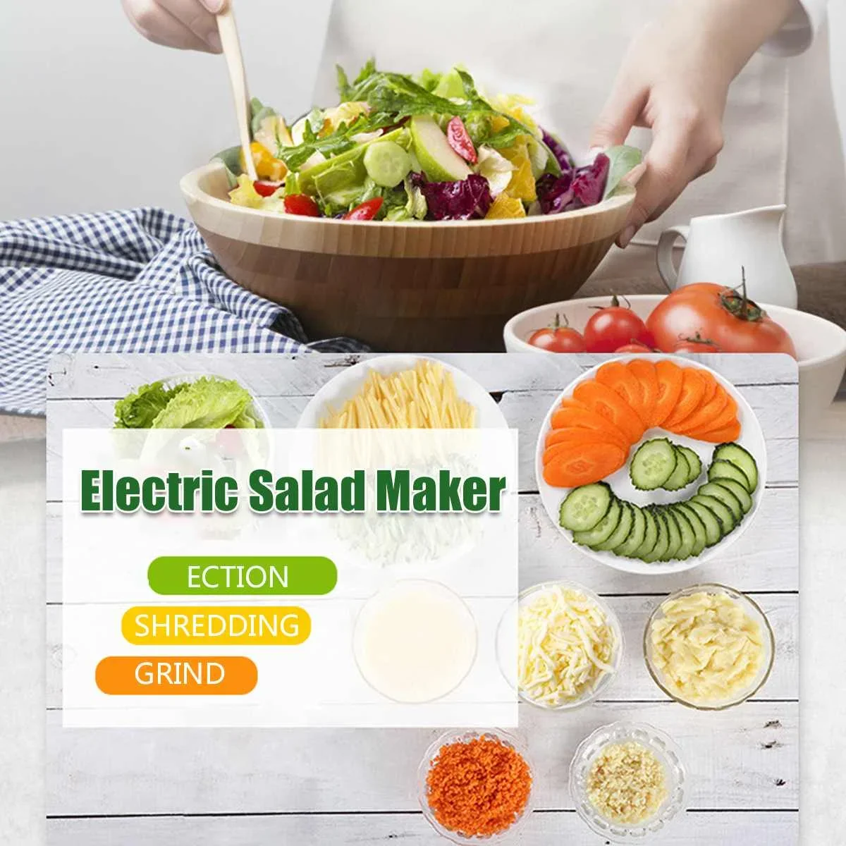 Multifunctional Electric Salad Fruit Vegetable Slicer Cutter Carrot Potato Chopper Cutting Machine Stainless steel Blade