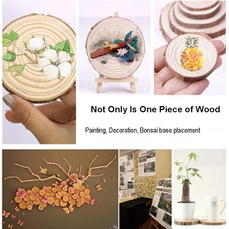 7-16CM Thick Natural Pine Round Unfinished Wood Slices Circles With Tree Bark Log Discs DIY Crafts Wedding Party Painting 1-10pc