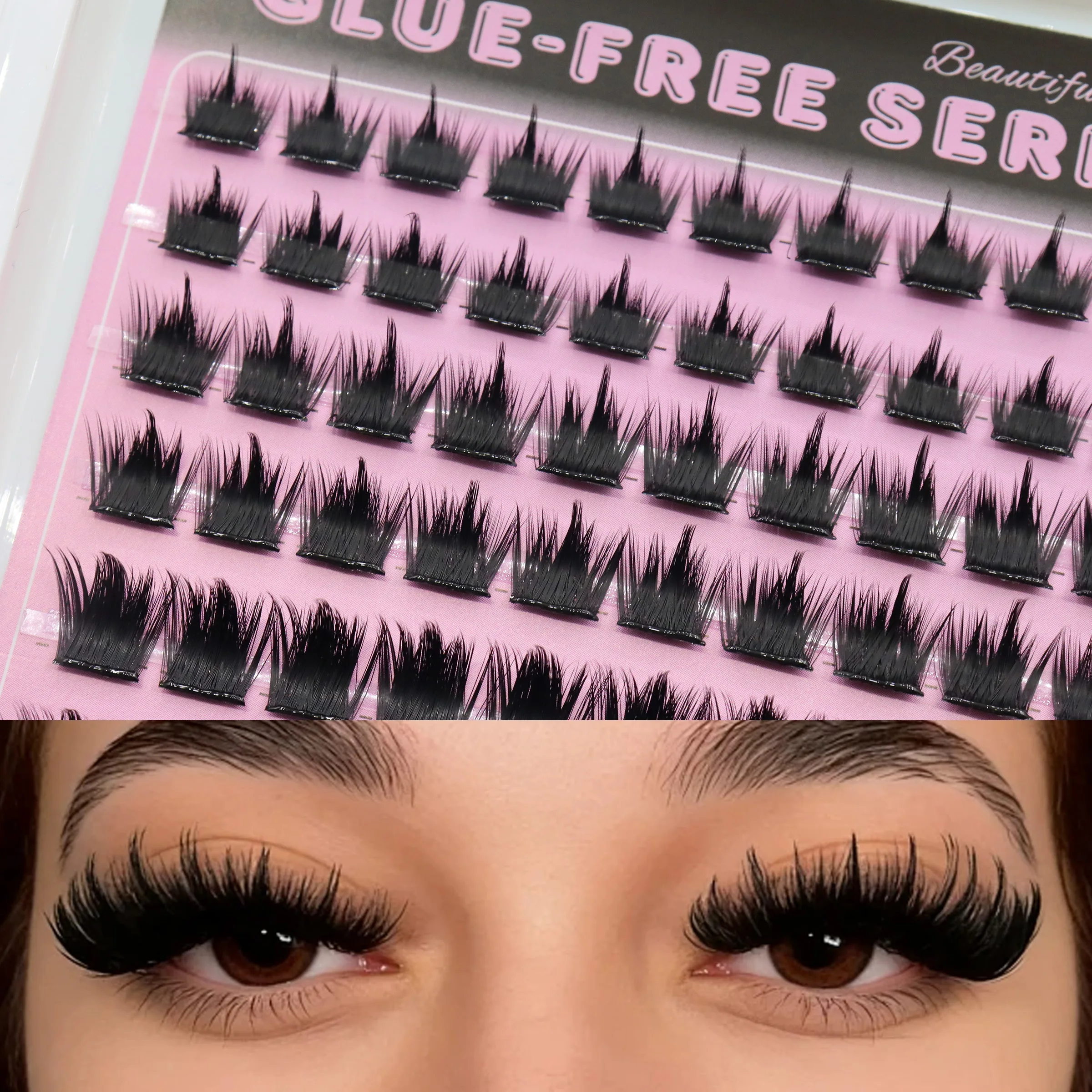 Glueless False Eyelashes Fairy Cluster Lashes 60/100/160/200/300D Waterproof & Sweatproof Strong Hold & Not Easy to Fall Off