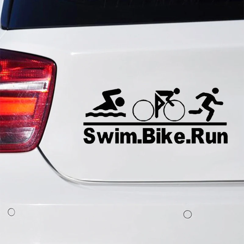 70059# Swim,Bike&Run, Triathlon Running Multisport Car Decals, Weather-Resistant Vinyl Stickers for Windows, Bumper,