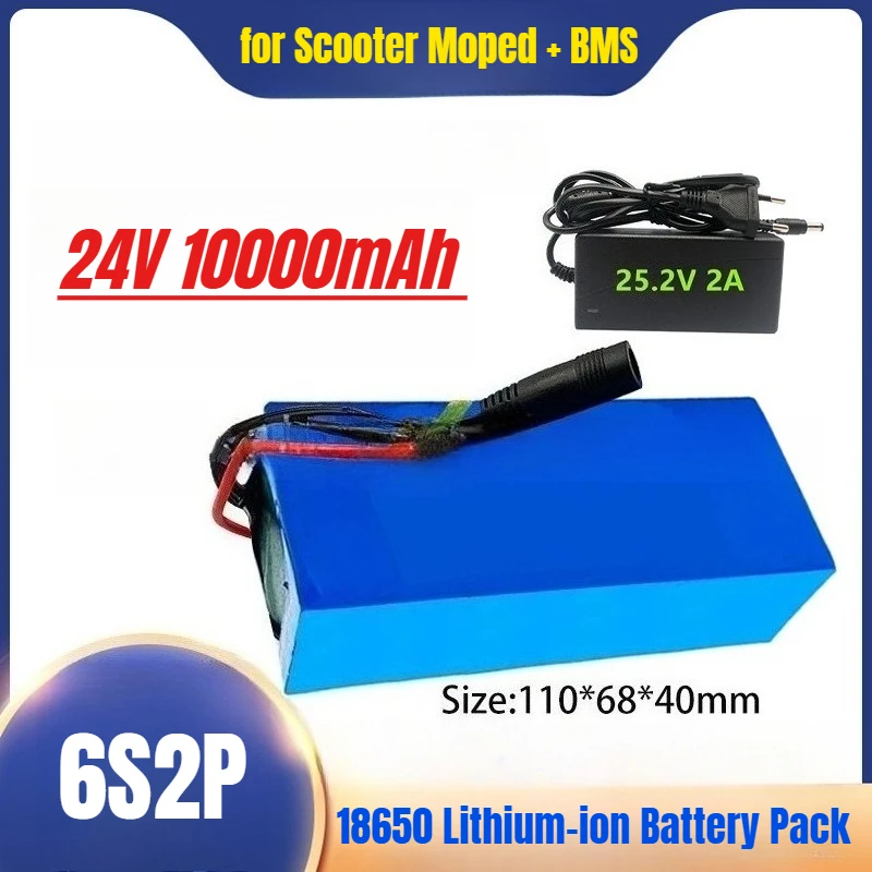 

24V 6S2P 10000mAh 18650 Lithium-ion Battery Pack for Scooter Moped + BMS