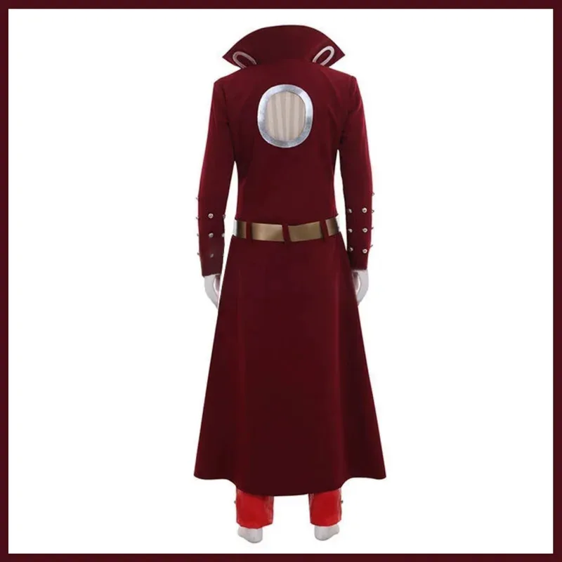 Anime siete pecados capitales: Prisioneros del cielo Ban disfraz de Cosplay abrigo largo rojo capa cinturón peluca hombre Halloween carnaval traje cm;5