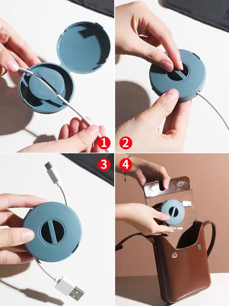 

2024 New Data cable storage box cable winder organizer and storage artifact mini portable anti-tangle cable winder