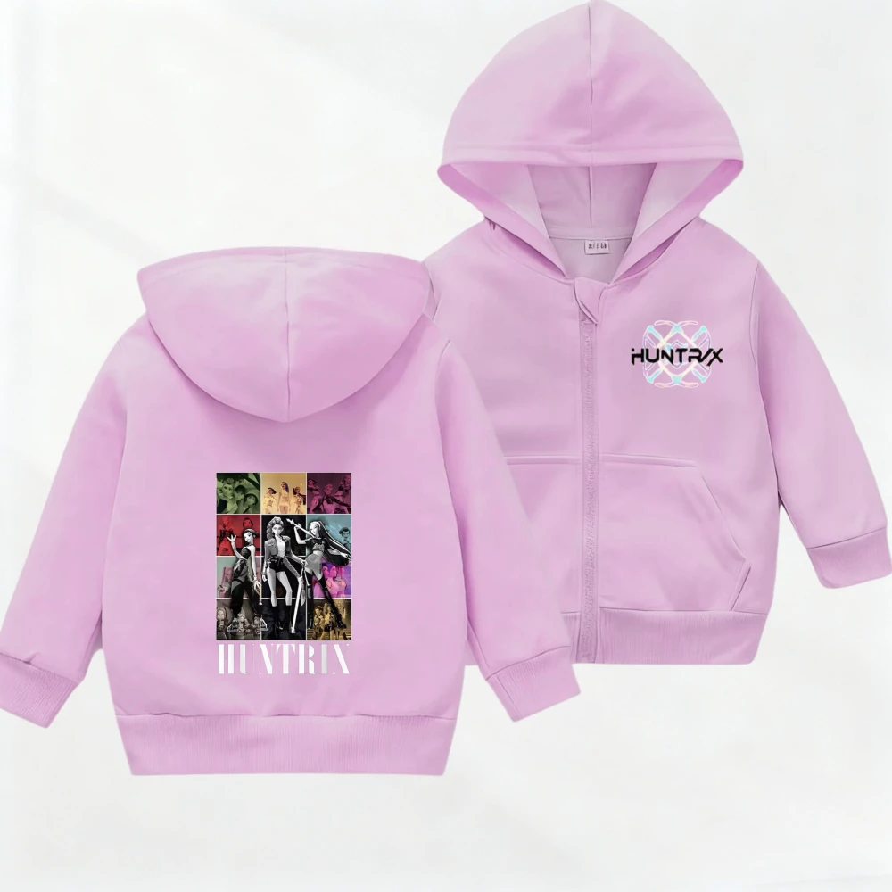 Piccolo Capretto Huntrix Inverno Abbigliamento Con Cappuccio Ragazzi Ragazze Cotone KPOP Hunter Costume Foderato In Pile Cappotto di Cotone Cappello Per Bambini Tuta Sportiva