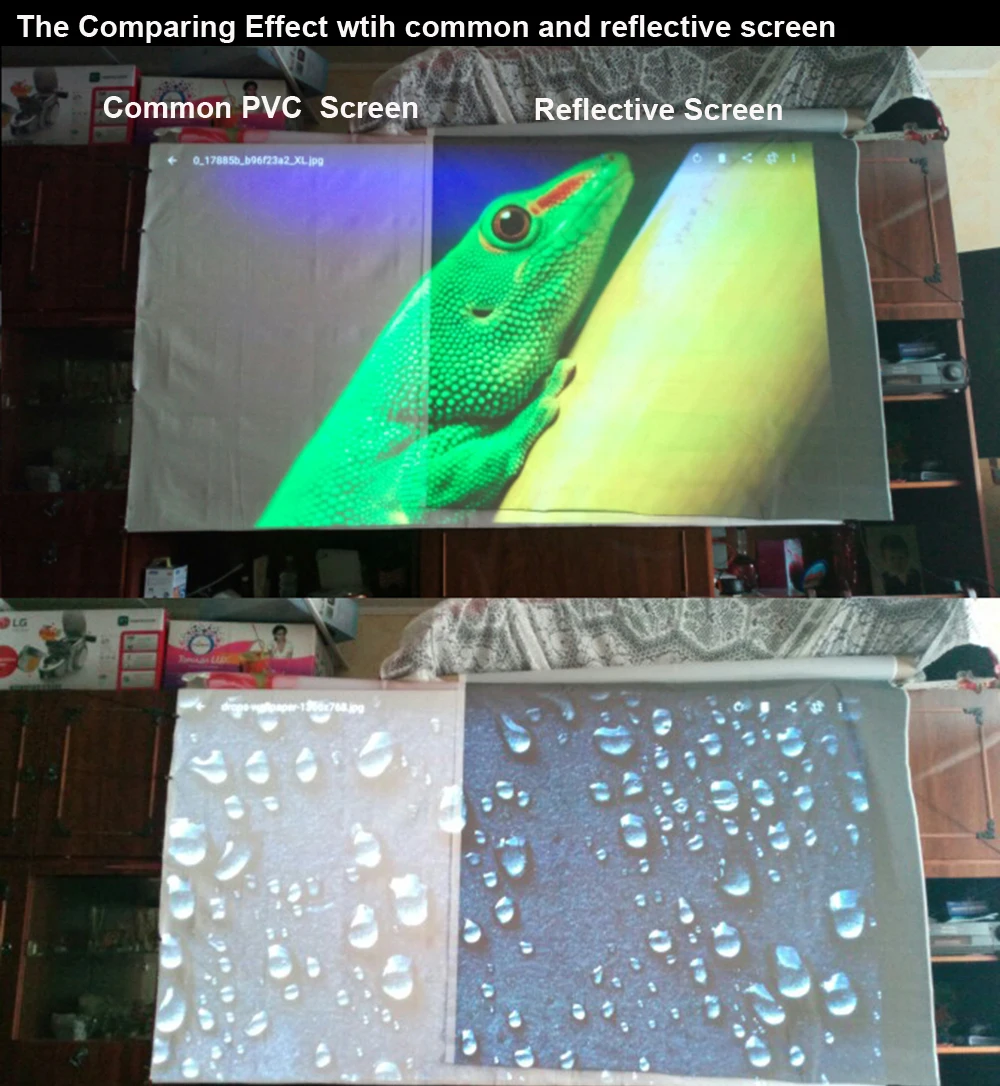 Projection Screen 16:9 Anti-Light Material Universal Projector Curtain Metal Reflective Cloth Fabric with Black Border& Eyelets