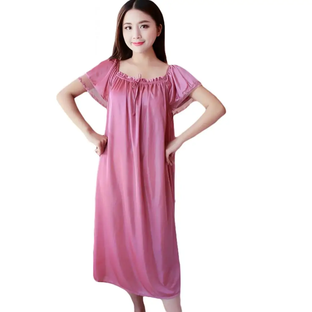 Sexy Women Nightdress Sleepwear Loose Dress Nightwear Summer Deep V Neck Home Clothes