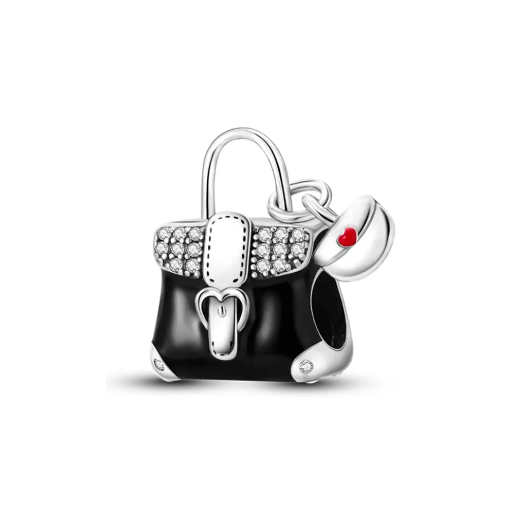 925 Silver Beads Red Bag high heels lipstick Charm skirt Pendant Fit Original Bracelet Women Jewelry DIY Making Gift accessories