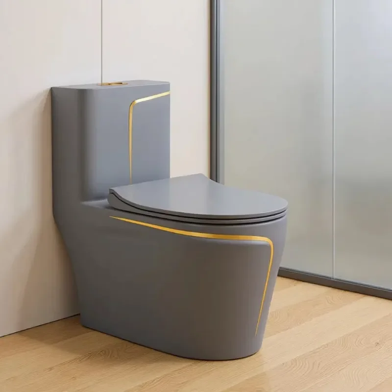New Light Luxury Gray Household Flush Toilet Ceramic Siphon Deodorant Seat for Modern Bathroom Sanitary Ware