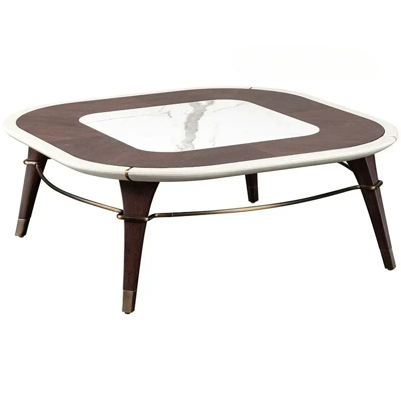 Italian Minimalist Stone Plate Coffee Table Large and Small Apartment Type Living Room Light Luxury Home Walnut Tea Table
