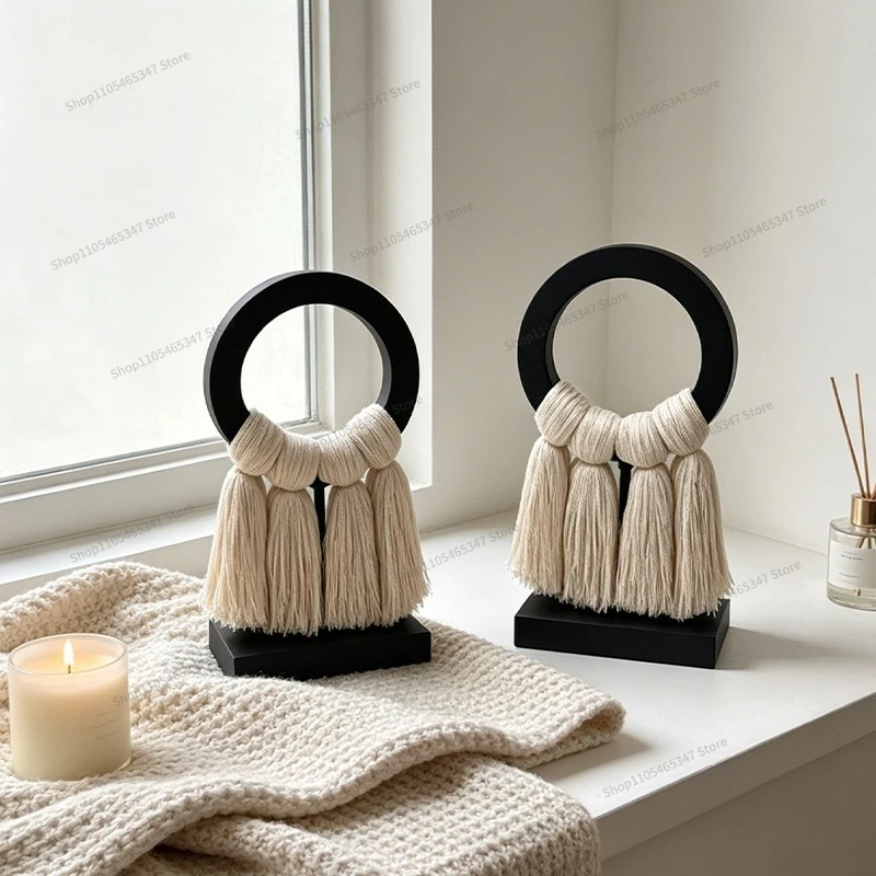 For Chinese Retro Cotton Rope Ornament Study Living Room TV Cabinet Decoration