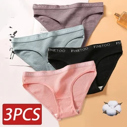 FINETOO Algodão Cuecas das Mulheres Calcinha Sexy Cuecas Femininas Calcinha Cor Sólida das Mulheres Intimates Underwear Mulheres M-2XL 3 Pçs/set