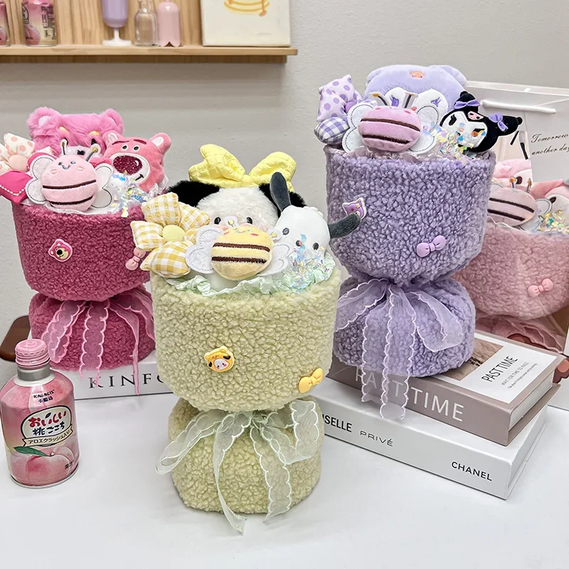 

Sanrio Hello Kitty Doll Bouquet Miniso Anime Cartoon Cute Kuromi Cinnamoroll My Melody Kawaii Room Decoration Holiday Gifts