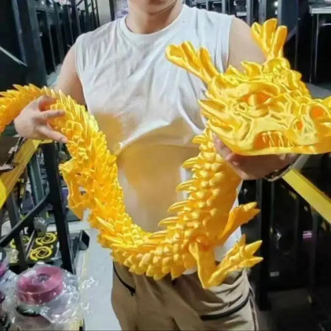 90cm Large 3D Printed Dragon Model Creative Joint Movable Desktop Figurer Lucky Feng Shui Decor Home Office Ornaments Xmas Gifts
