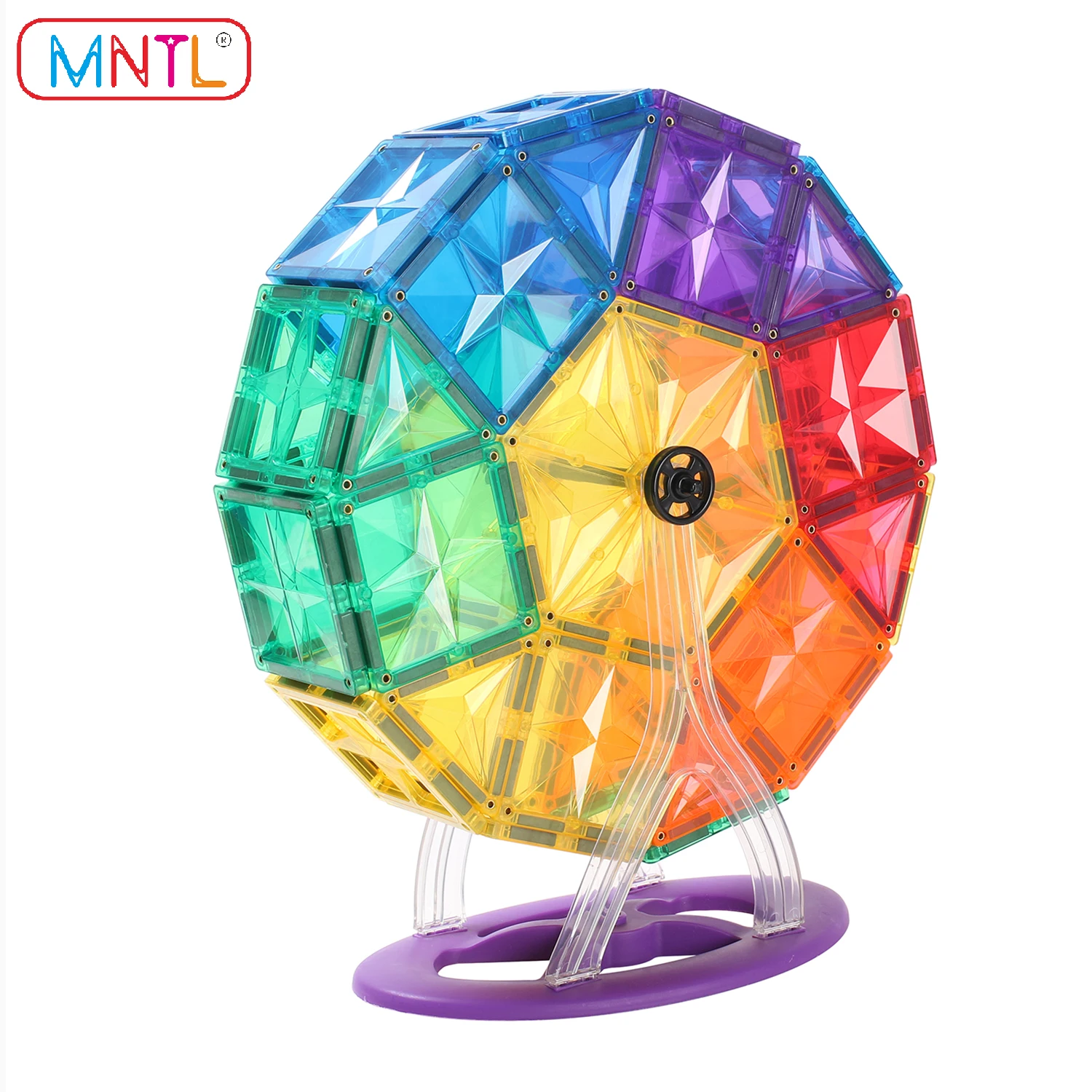 MNTL 46Pcs Magnetic Ferris Wheel Set Toys Building Blocks Educational Magnets Stacking Tiles for Kids Children Baby Boy Toddlers