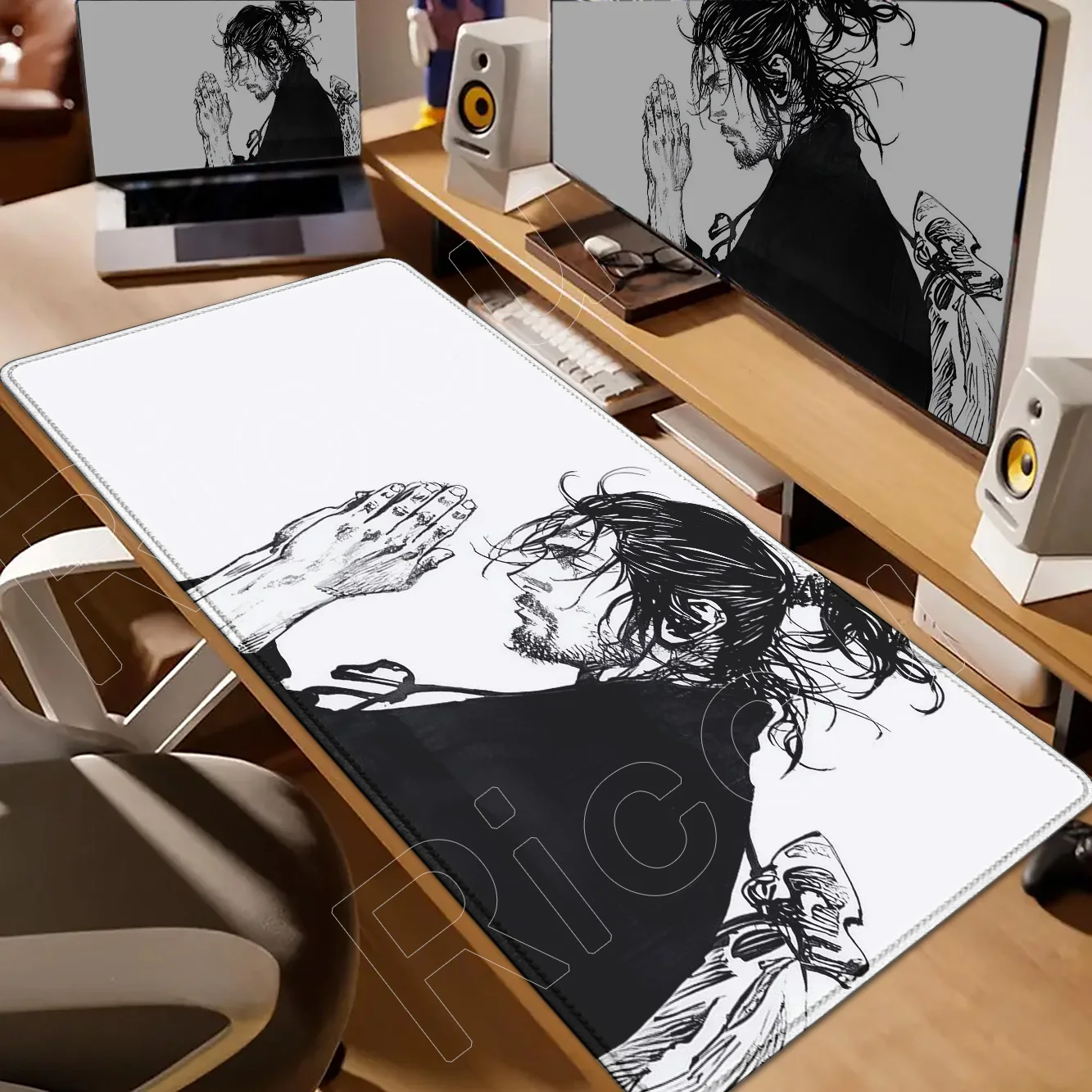 Xxl bande dessinée tapis de souris PC Gamer tapis ordinateur accessoires de jeu samouraï tapis de souris ordinateur portable Wanderer Miyamoto Musashi tapis de bureau