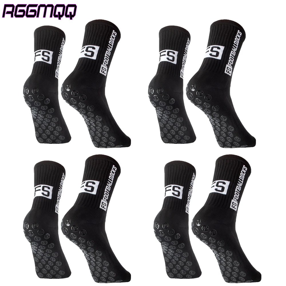4Pairs Professional Grip Socks with Anti-Slip Pads - Non Slip Soccer Football Basketball Socks for Men & Women,Running Trekking