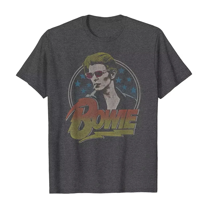Camiseta de Verano con Estampado de David Bowie, Cantante de Rock, Diseño Clásico Americano, Holgada, Informal, para Hombre y Mujer
