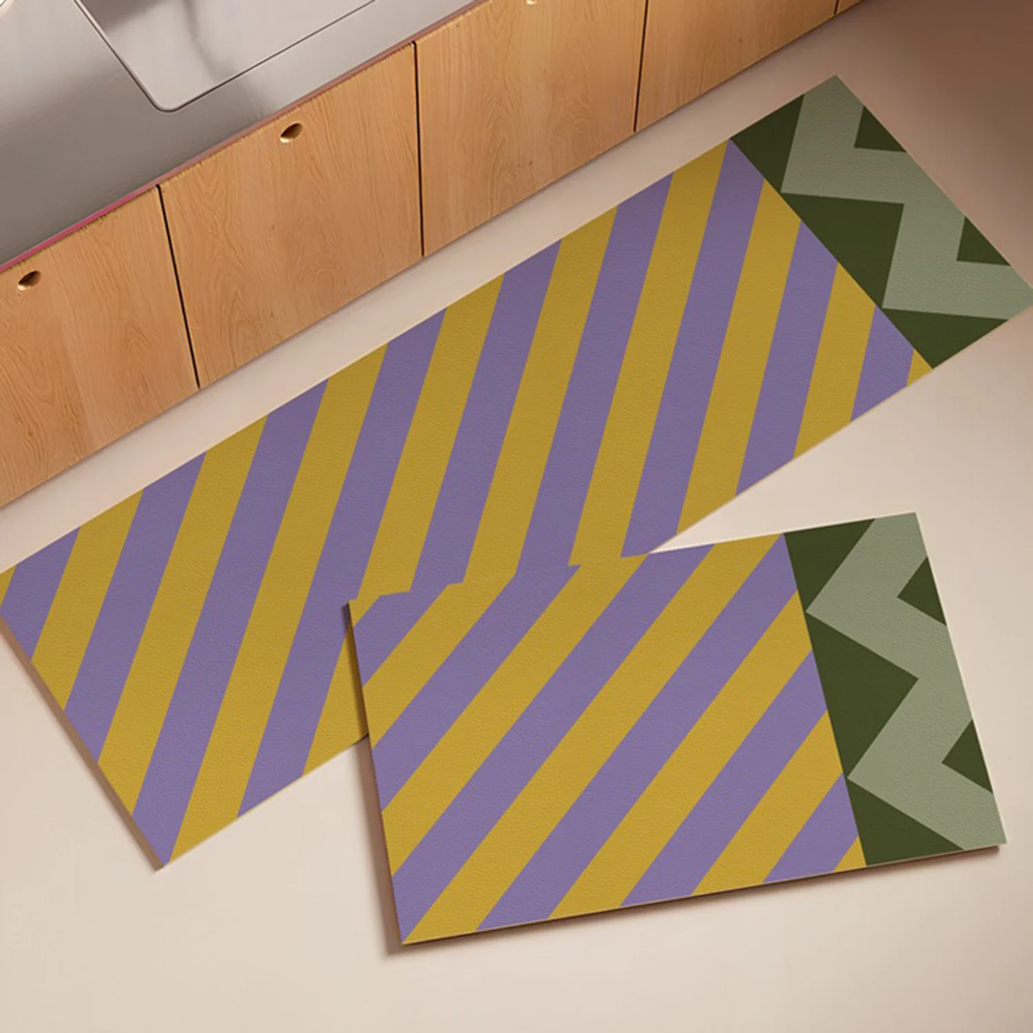 

Kitchen Mat Geometry Colorful Long Strip Runner Kitchen Rug PVC Leather Non-slip Oil-proof Waterproof Washable Kitchen Carpet 러그