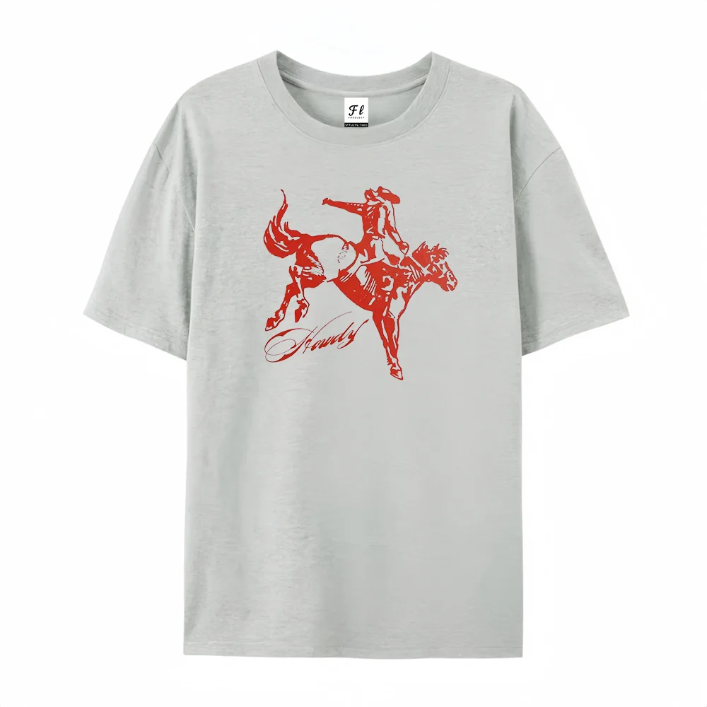Women Vintage Western Cowboy Horse Graphic T Shirt Retro Rodeo Howdy Print Short Sleeve Crew Neck Casual Country Music Tee Tops