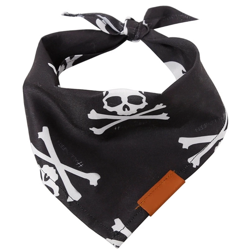 Bandanas en forme tête mort pour chien, écharpes triangulaires, foulard pour animaux compagnie, Halloween