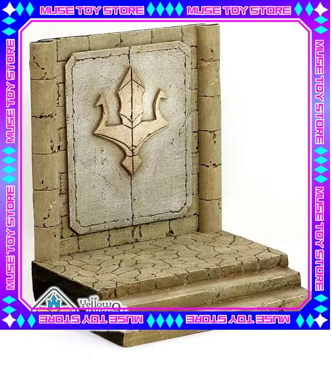 En stock, 20cm de alto, tela del mito de Saint Seiya, escena de Poseidón del rey marino, trono de resina, figura de acción de Color piedra, caballeros del zodiaco