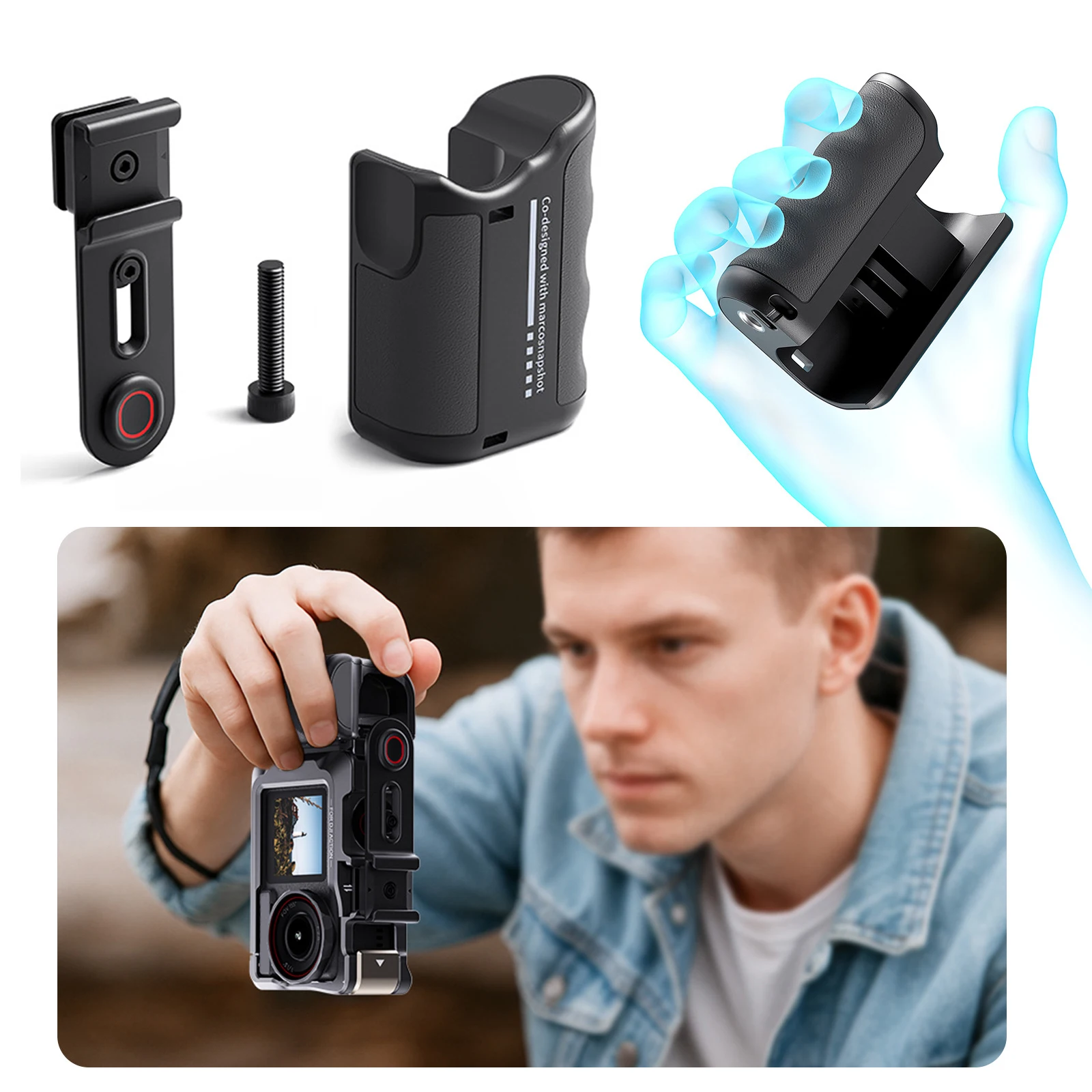

Держатель камеры с кнопкой затвора, удлинитель камеры для Insta360 Ace Pro 2, для DJI Action 5 Pro, для GoPro Hero 13