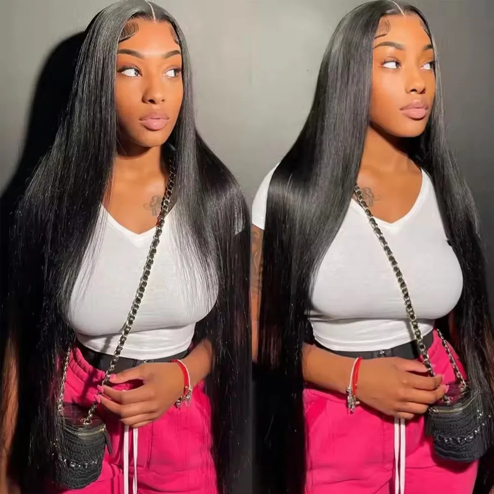 Jet Black 30inch Long Indian Unprocessed 100% Human Hair Natural  U Part/V Part Wigs with Clip Bone Straight Glueless Daily Wear
