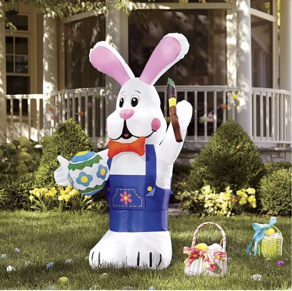 

wholesale 2.4m/8ft 6m/20ft giant inflatable easter bunny with egg&brush large rabbit animal for holiday decoration