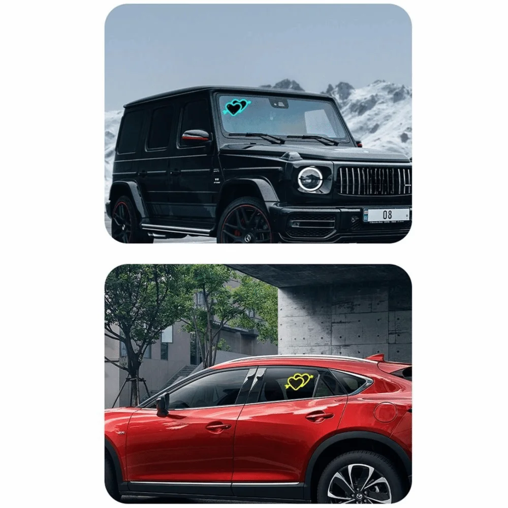 Solar Powered LED Car Neon Lights Wiring Free Suction Cup Mount Automotive Solar Heart Lamp Light/Vibration Sensor