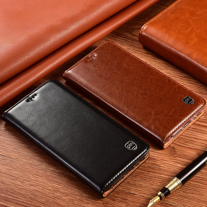 

Luxury Cowhide Genuine Leather Case Cover For XiaoMi Redmi Note 4 4X 5 6 7 8 8T 8 9 9s 9T Pro Max Wallet Flip Cover