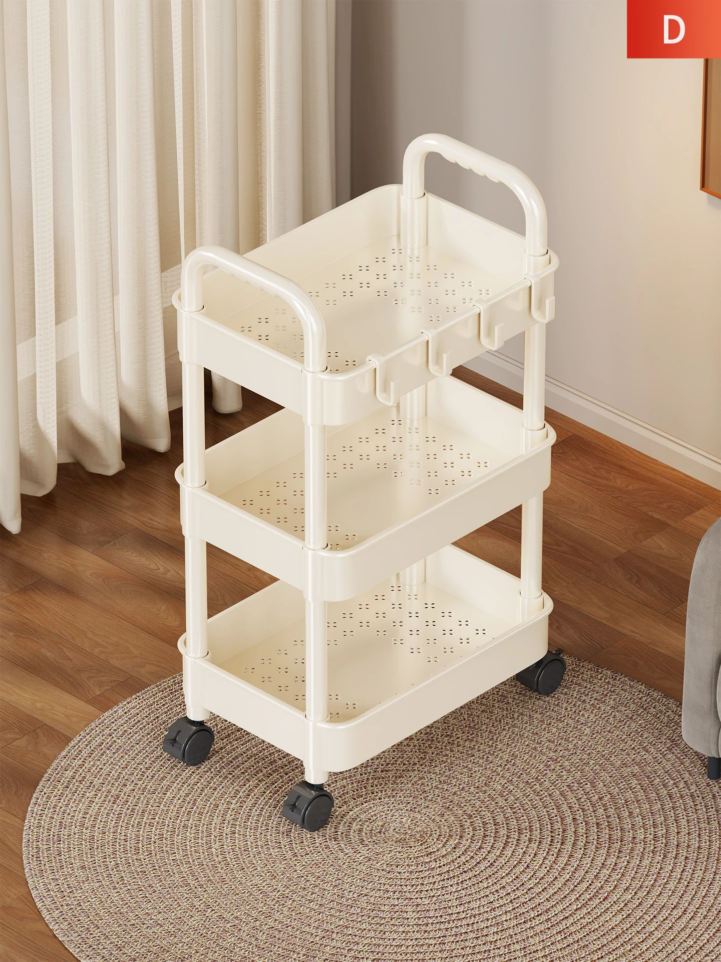 

Mobile Multi-layer Storage Rack Small Cart Living Room Bathroom Bedroom Floor Bookshelf Snack Organizer Iron Material Easy In...
