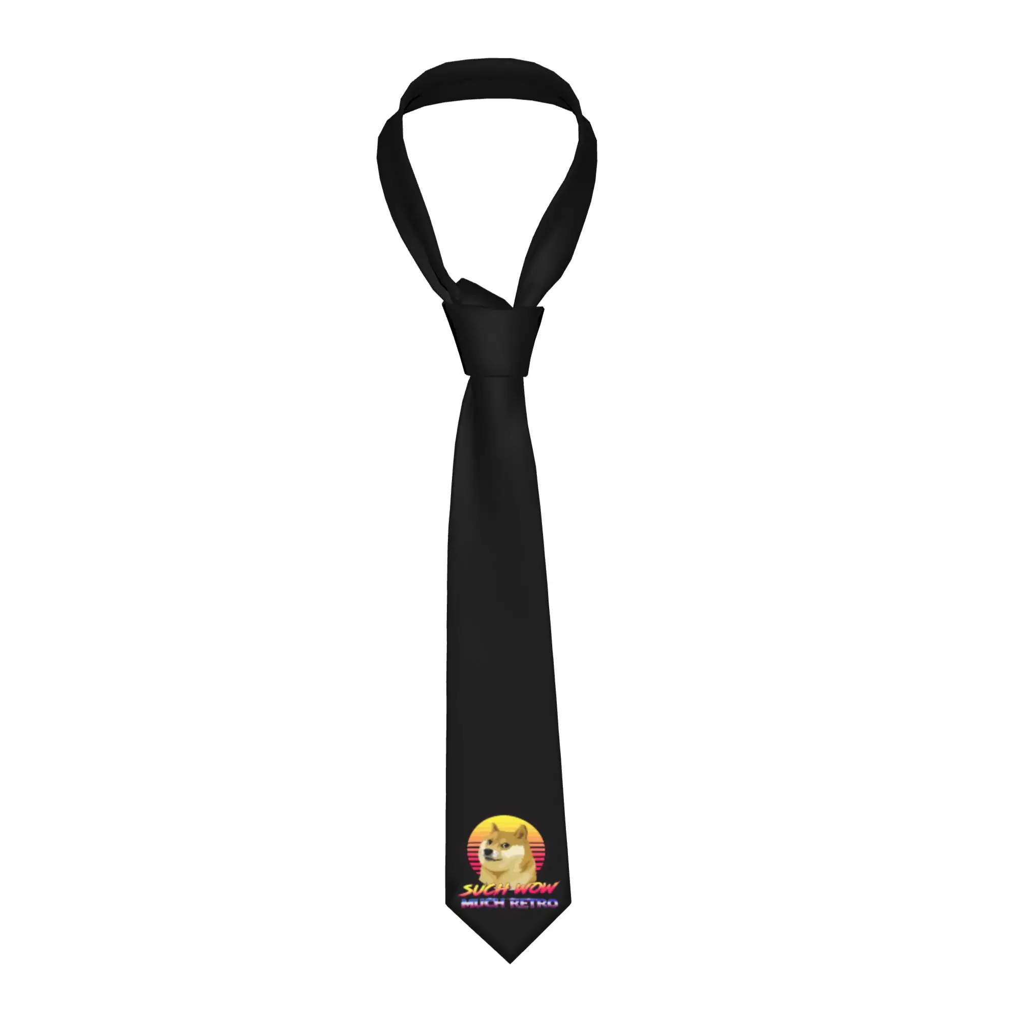 gravata-masculina-de-seda-com-estampa-retro-de-cachorro-shiba-inu-para-escritorio-nova-colecao