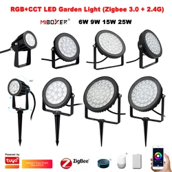 Miboxer AC110V-220V Zigbee 3.0+2.4GHzRF Smart Tuya Outdoor Waterproof 6W 9W 15W 25W RGB+CCT LED Garden landscape Light Lawn Lamp