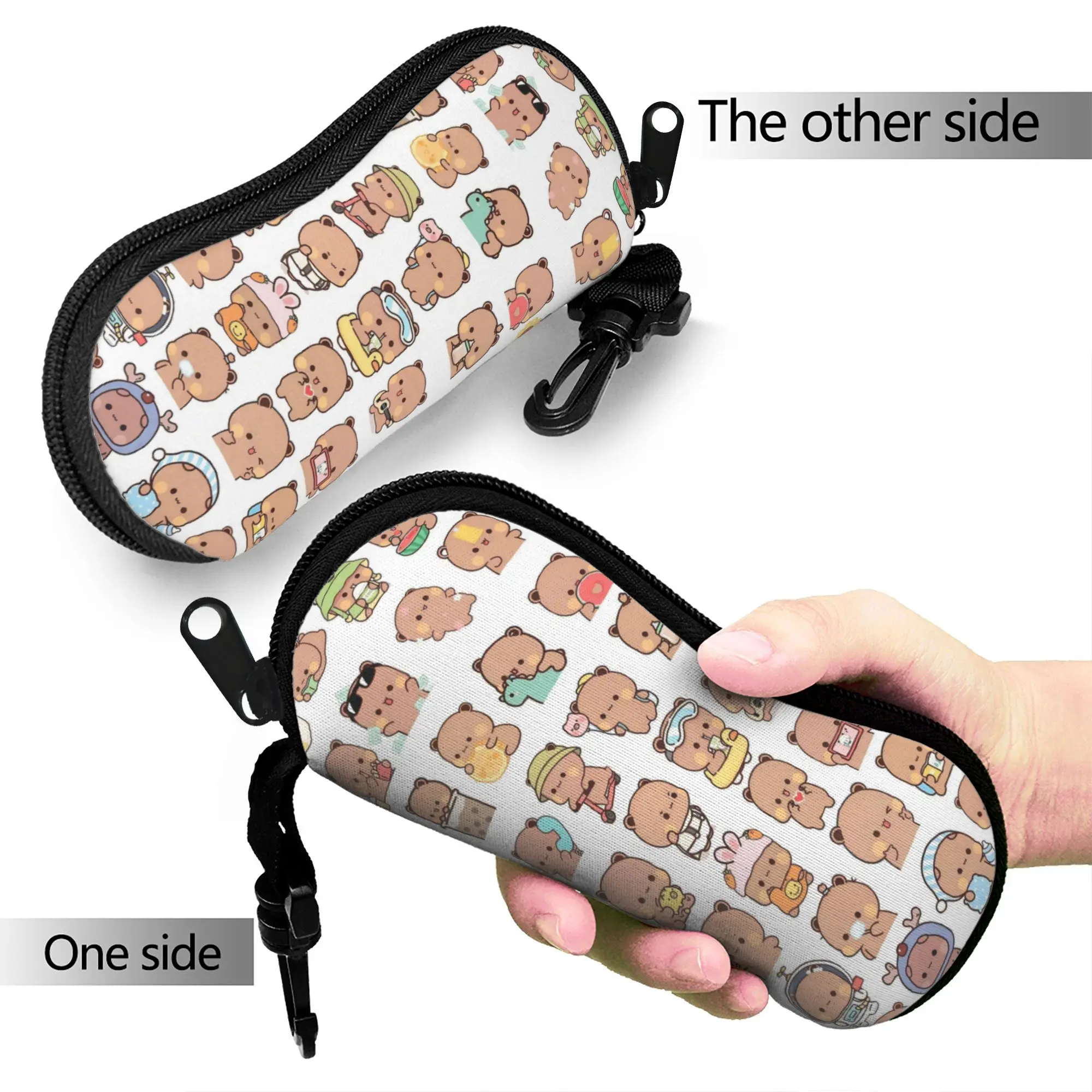 Dudu Sticker Pattern Bubu Glasses Case Unisex Protective Zipper  Glasses Protector Eye Contacts Case