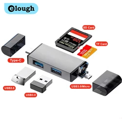 Elough 7 w 1 3.0 USB Adapter TF SD czytnik kart wielofunkcyjny czytnik kart USB C Conventor dla iPhone Samsung Xiaomi Huawei