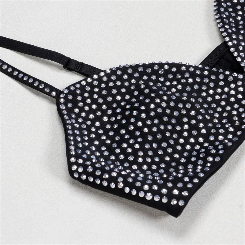 Sparkly Diamonds 3 Piece Short Sets Woman Outfits Rhinestones Luxury Birthday C… - Image 6