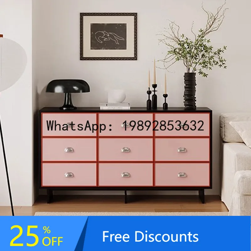 

YFY Small Color-Block Sideboard Living Room Storage Cabinet Wall-Mounted Chest of Drawers Storage Cabinet Floor-Standing