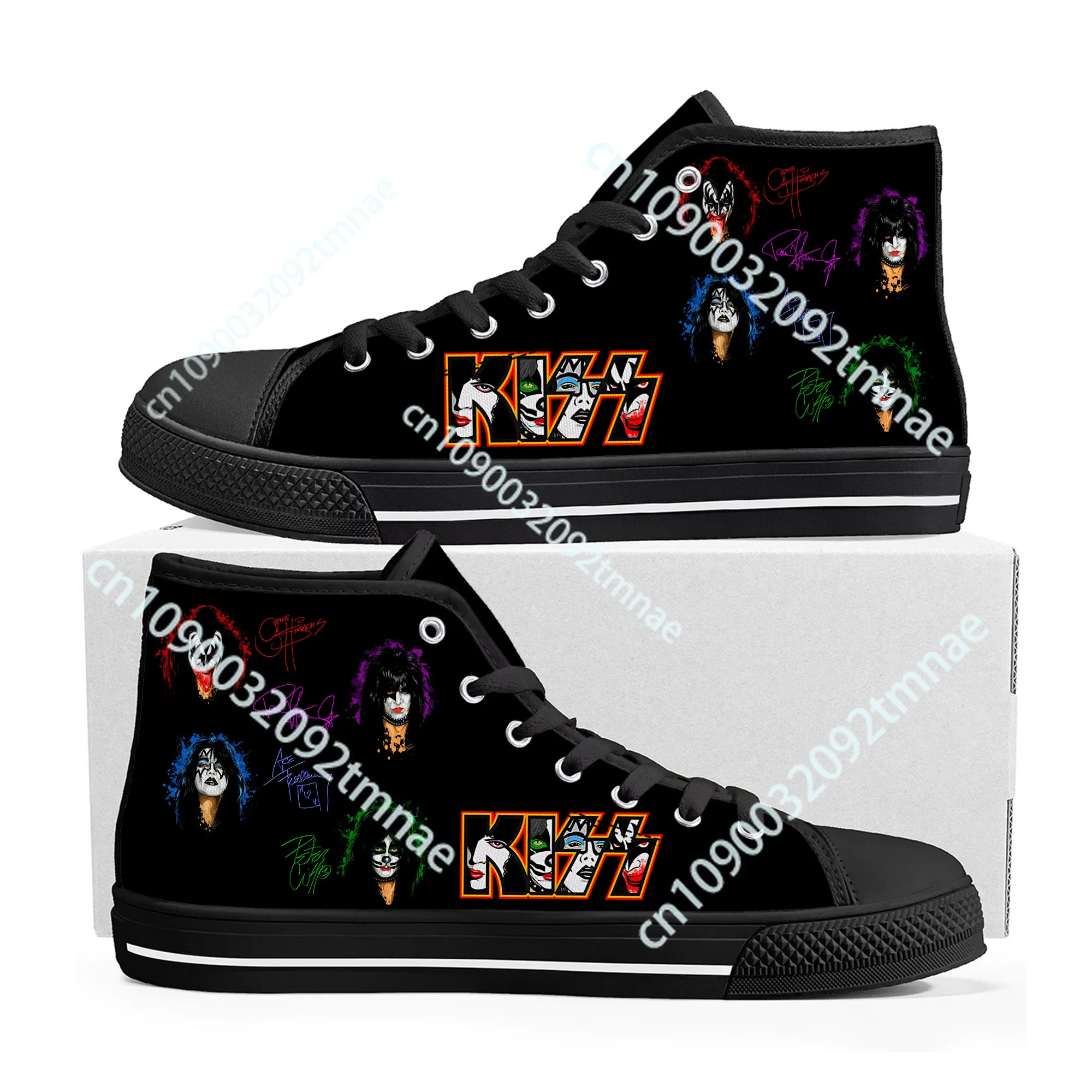 

Heavy Metal Kiss Rock Band High Top High Quality Sneakers Mens Womens Teenager Canvas Sneaker Casual Couple Shoes Custom Shoe