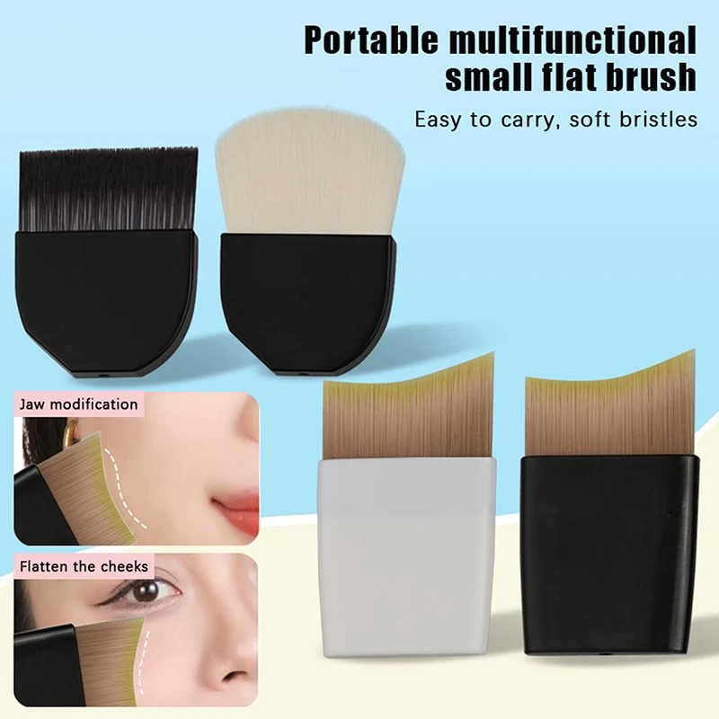 1 Uds. Brocha profesional ultrafina de una línea para base, mango corto en forma de media luna, cepillo para máscara de cerdas suaves