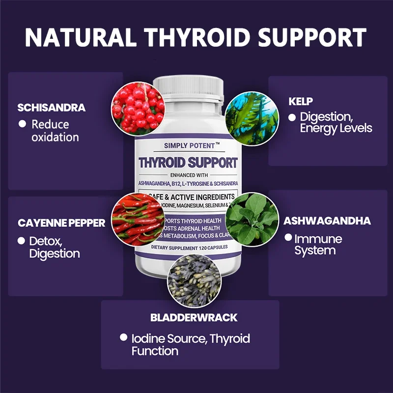 Thyroid Support Supplement with Iodine Magnesium Selenium Zinc Supplement, Thyroid, Boost Metabolism, Focus and Clarity